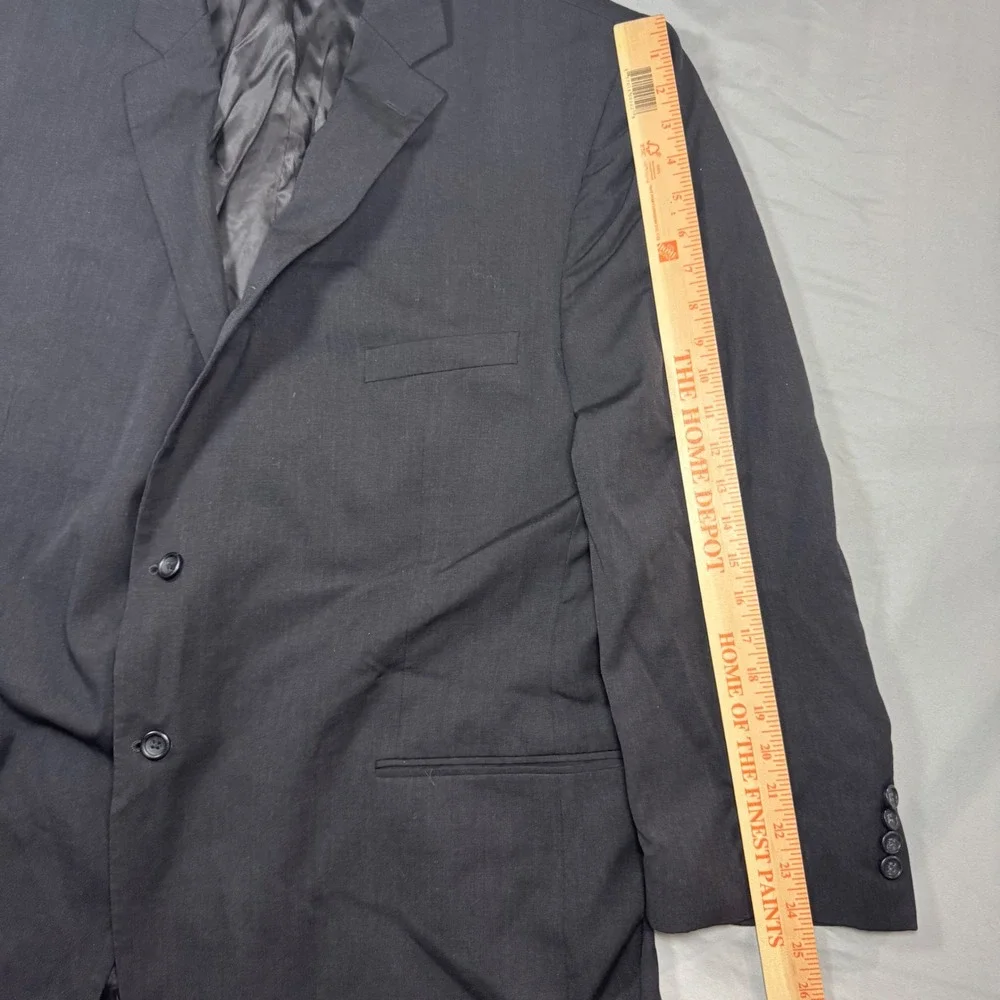 Pronto Uomo Mens 54 Long Black 100% Wool 2 Button Blazer Sport Coat Side Vents